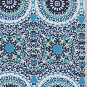 3 YD PC-Navy/Sky Medallion Activewear/Swimwear Fabric