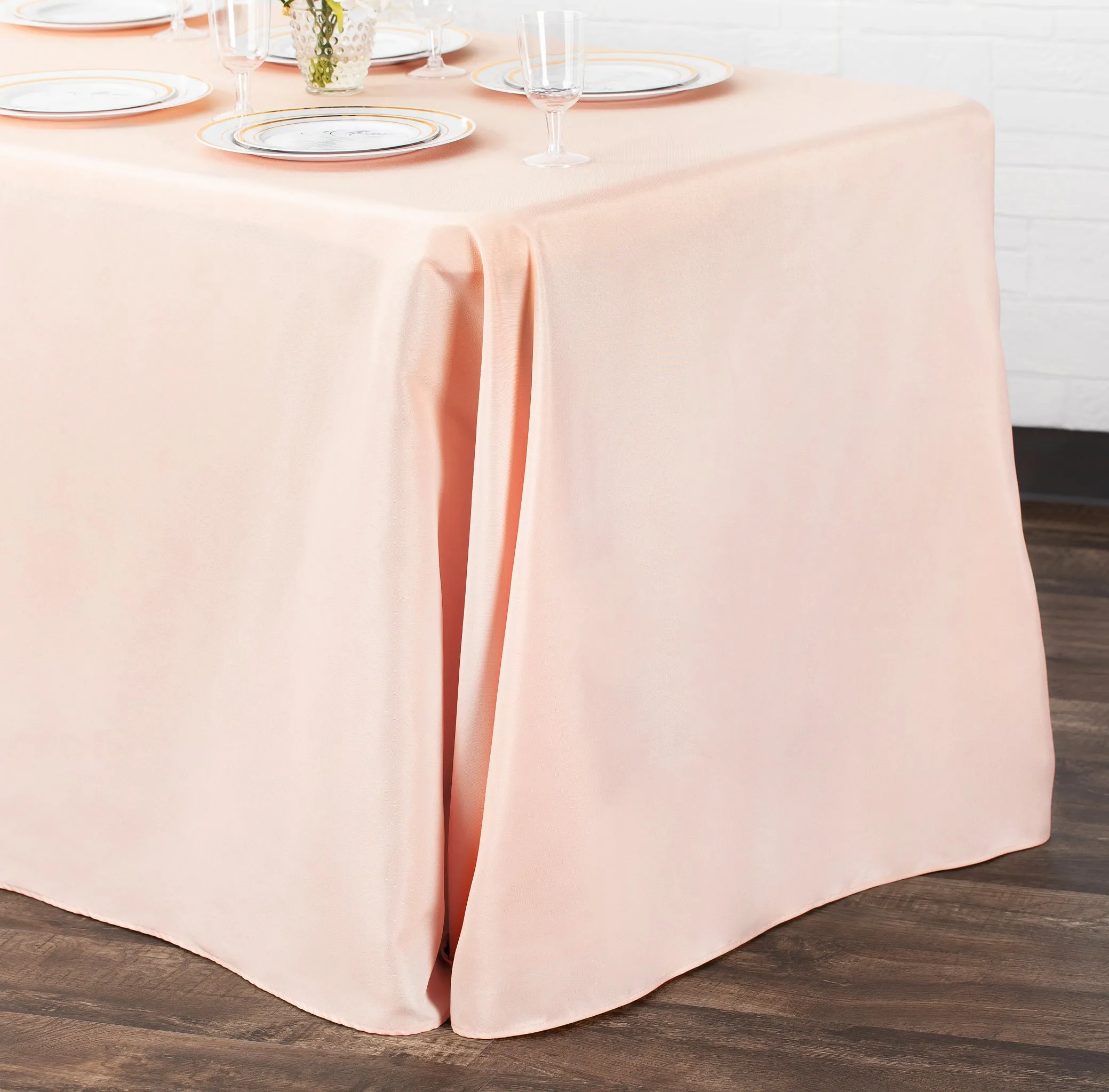 90"x156" Rectangular Oblong Polyester Tablecloth - Blush/Rose Gold