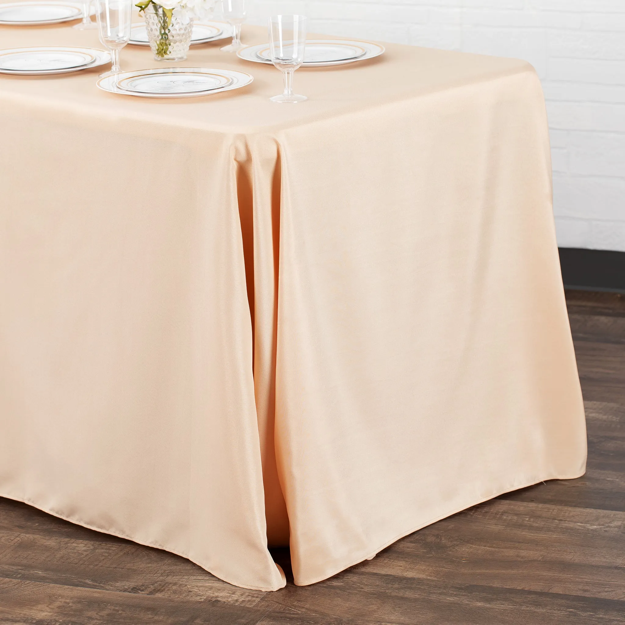 90"x156" Rectangular Oblong Polyester Tablecloth - Champagne