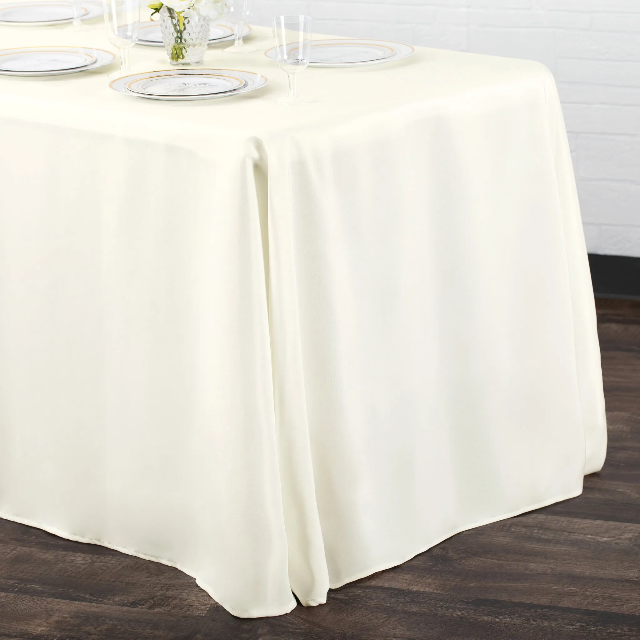 90"x156" Rectangular Oblong Polyester Tablecloth - Light Ivory/Off White