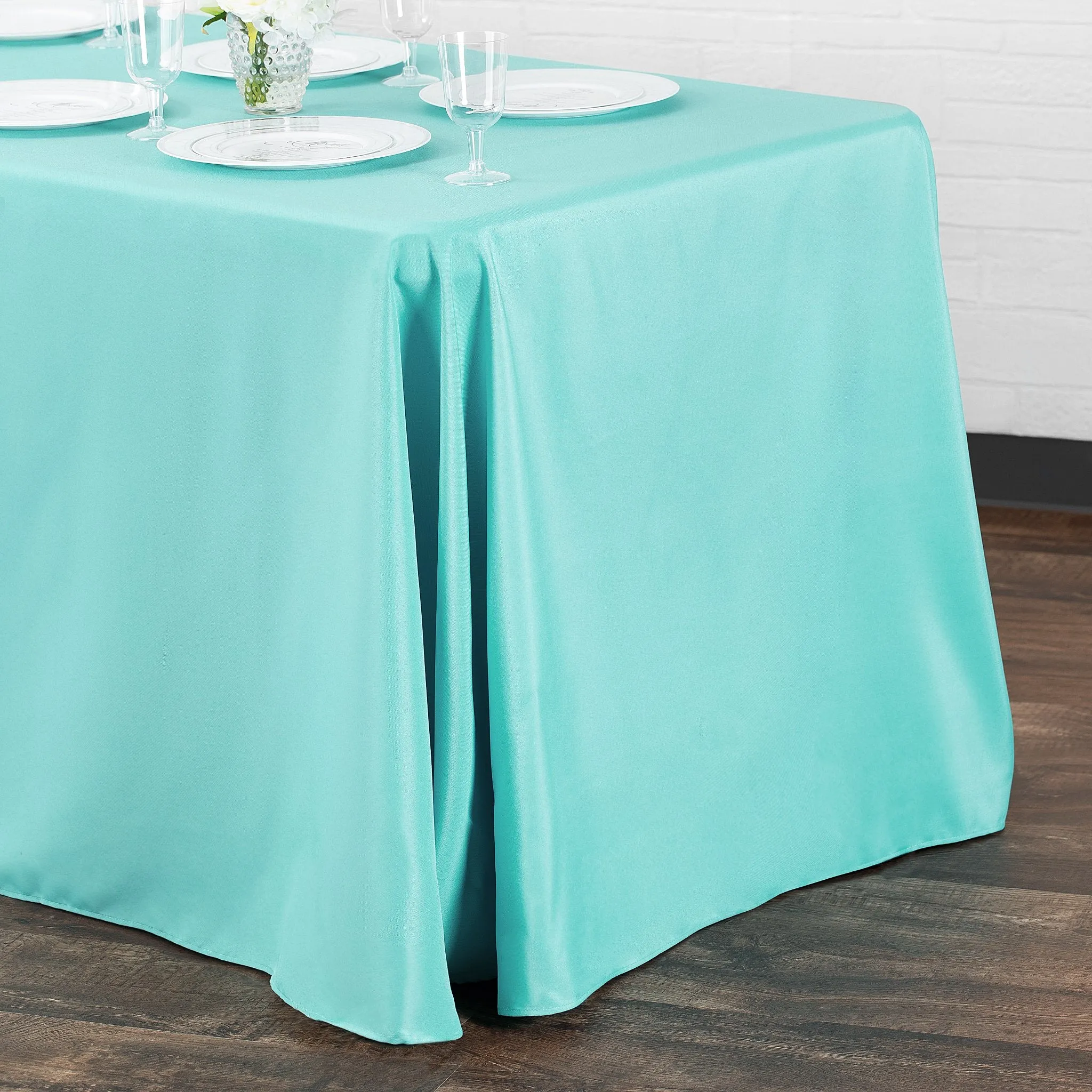 90"x156" Rectangular Oblong Polyester Tablecloth - Turquoise