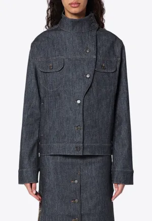 Asymmetrical Motorcycle Denim Jacket