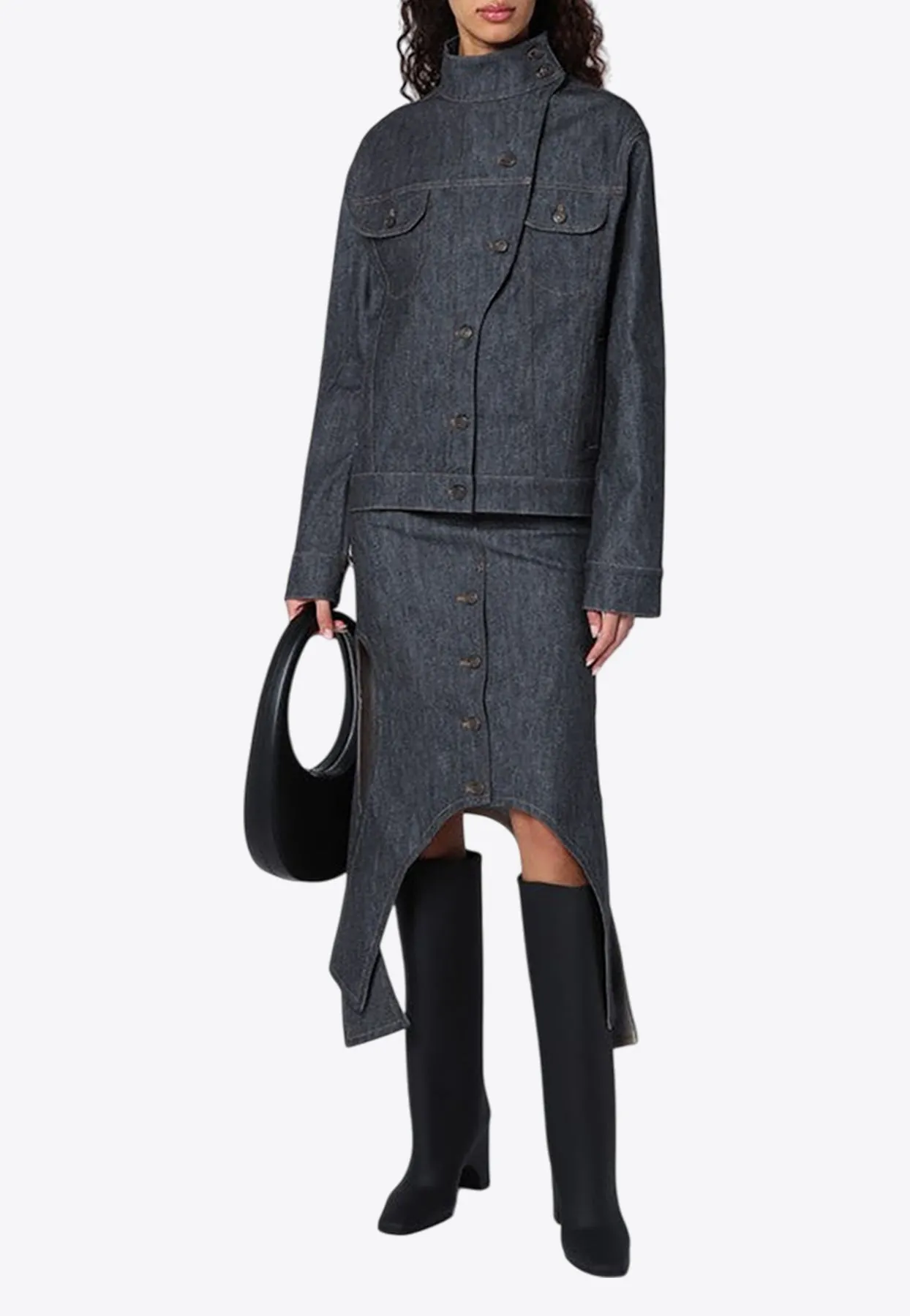 Asymmetrical Motorcycle Denim Jacket