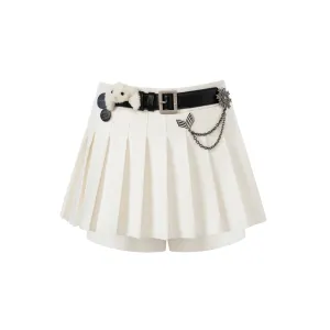 Badge Punk Knit Skirt in White