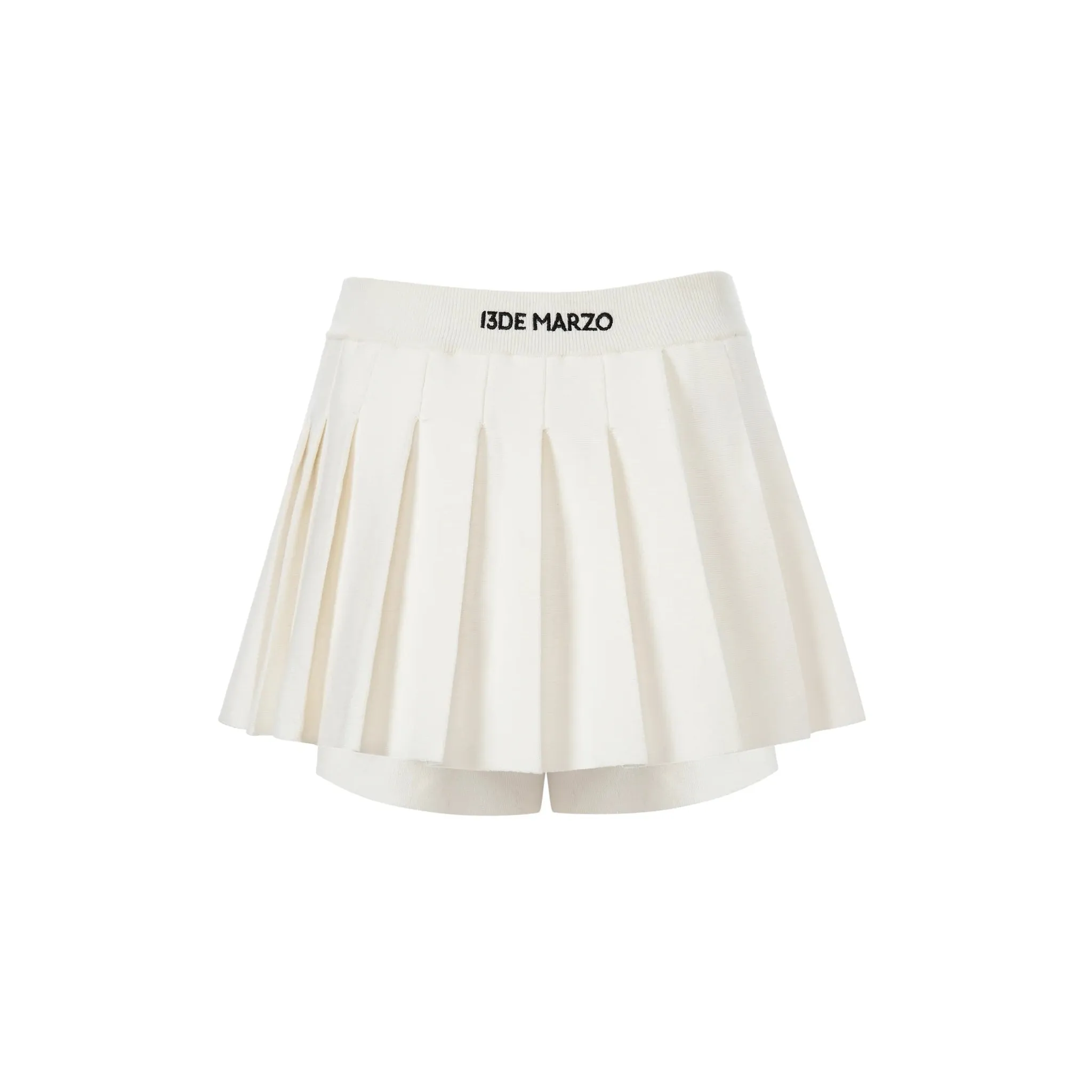 Badge Punk Knit Skirt in White