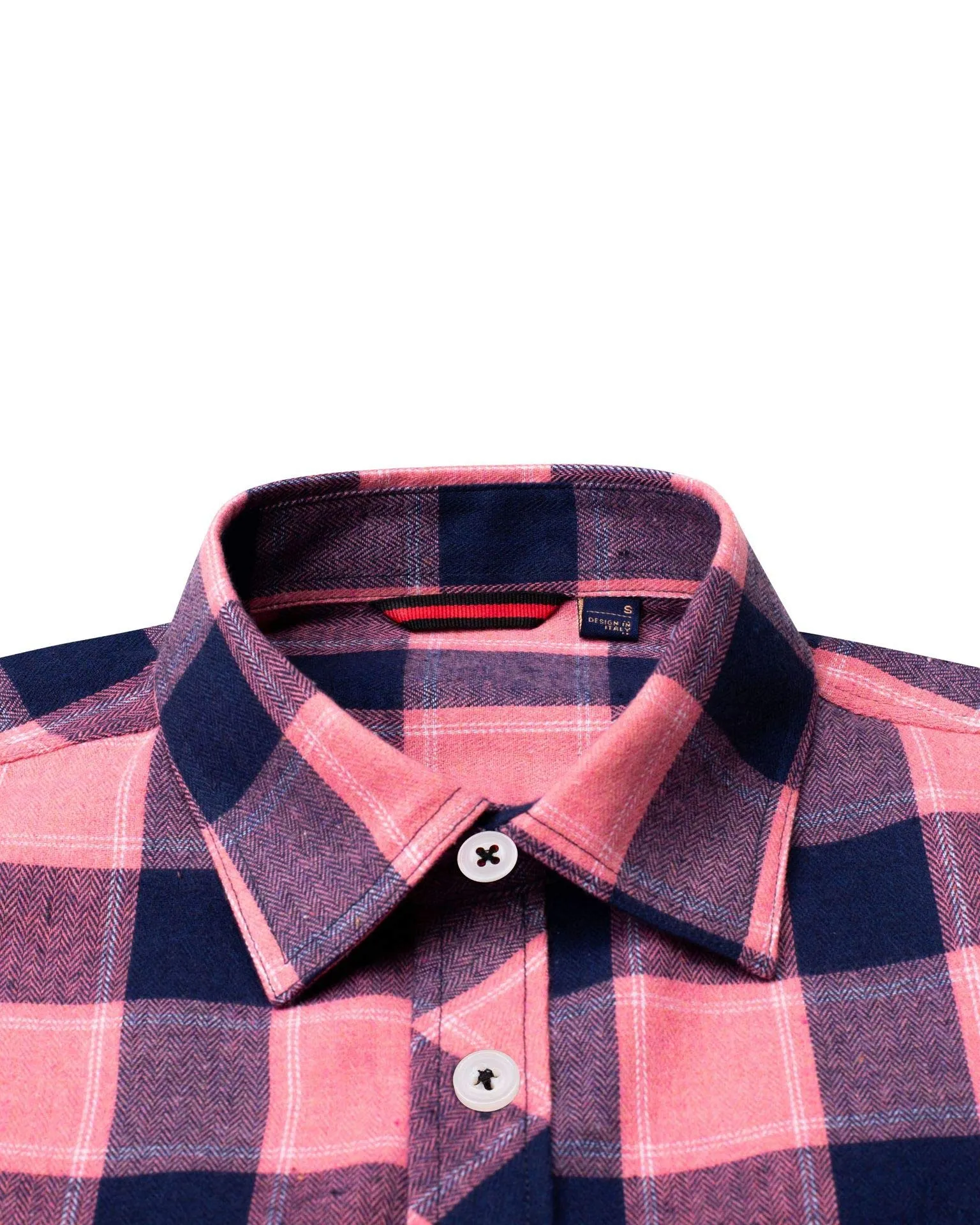 BIG & TALL Men's Button Down Long Sleeve Plaid Flannel Casual Shirts-Pink