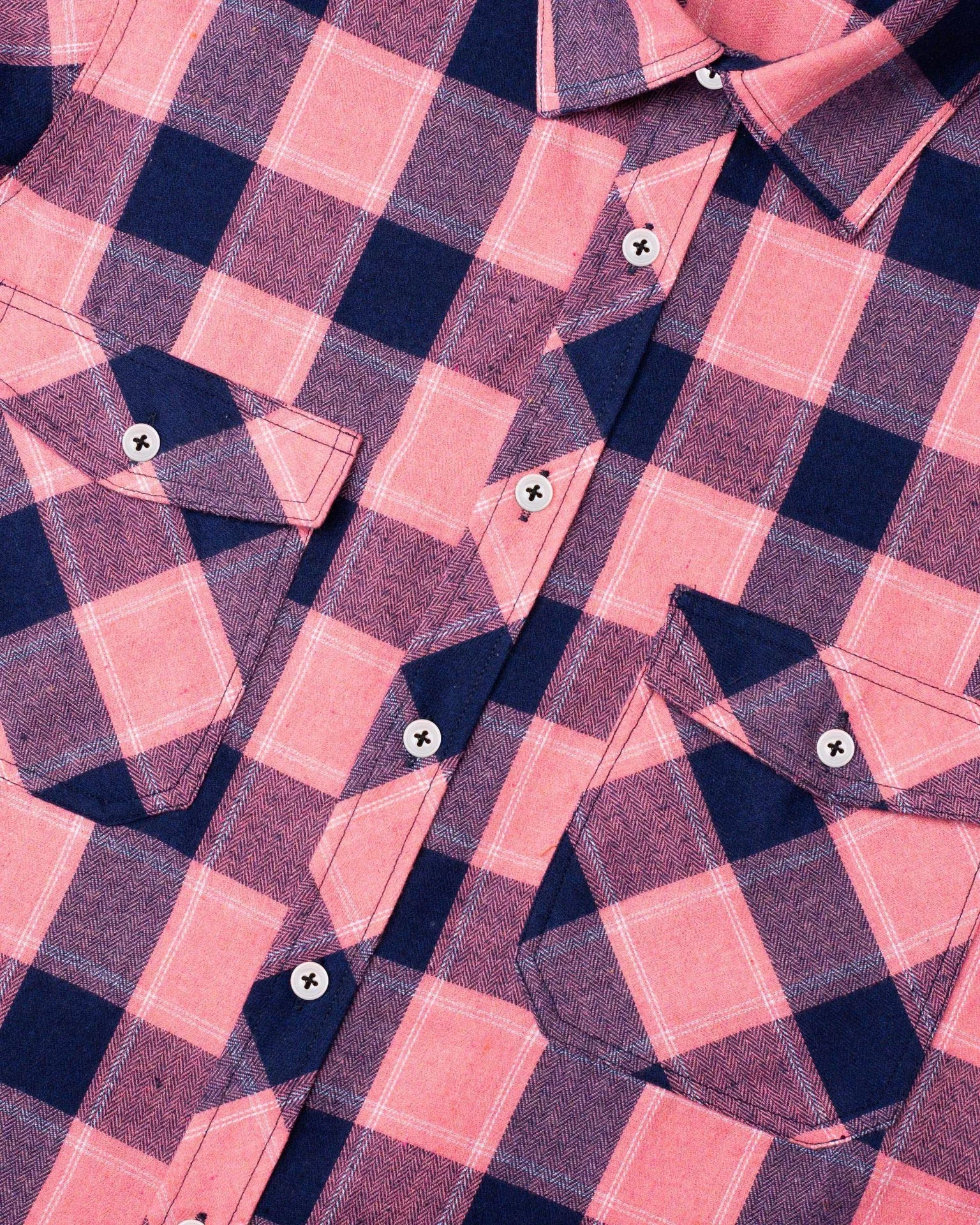 BIG & TALL Men's Button Down Long Sleeve Plaid Flannel Casual Shirts-Pink