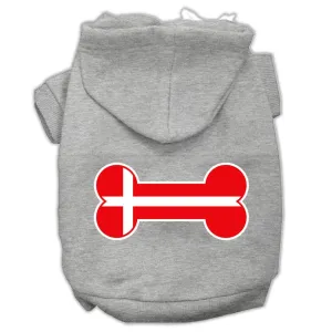Bone Shaped Denmark Flag Screen Print Pet Hoodies Grey S (10)