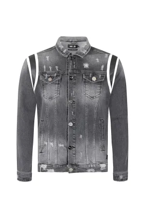 DENIM LEATHER PANEL JACKET