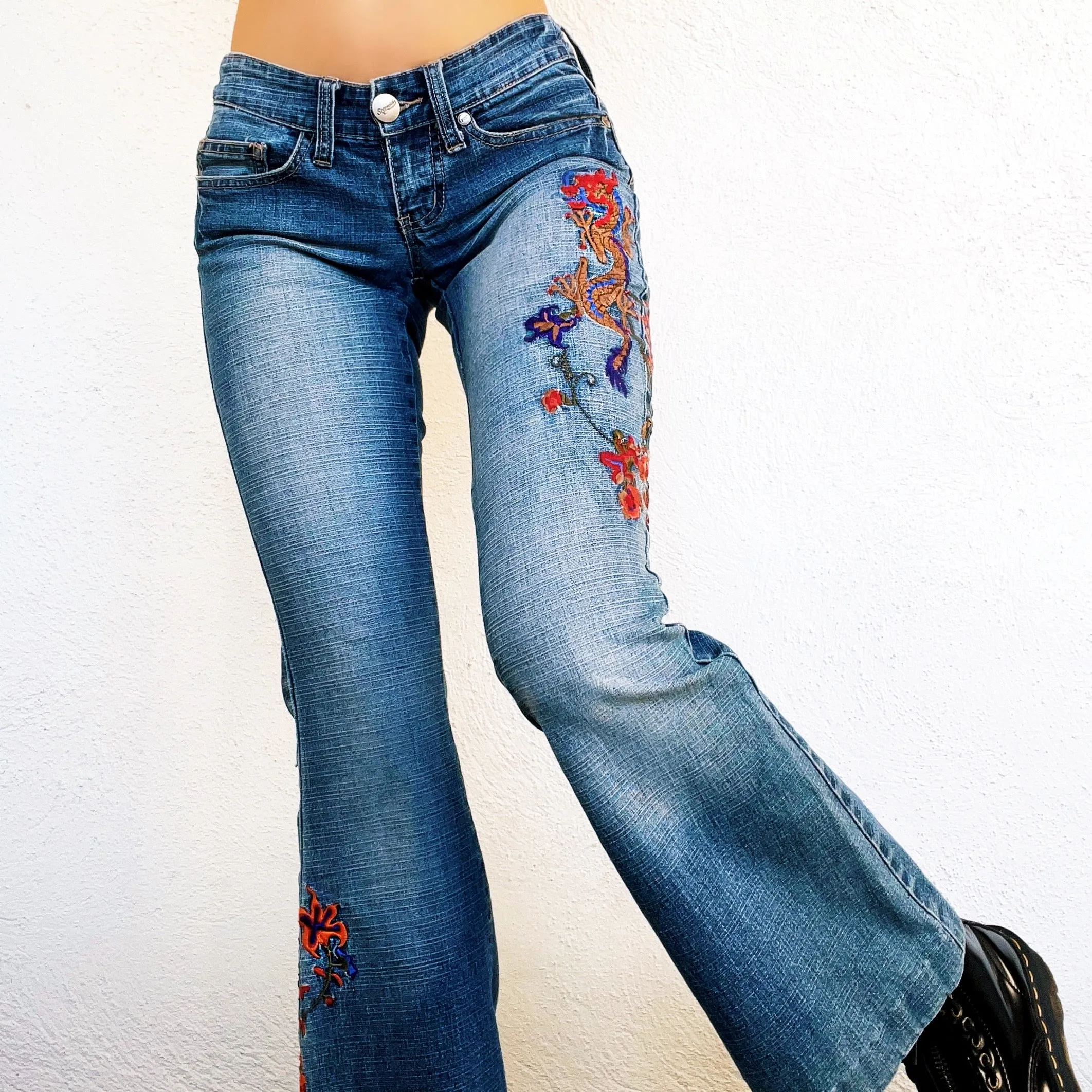 Embroidered Dragon Jeans