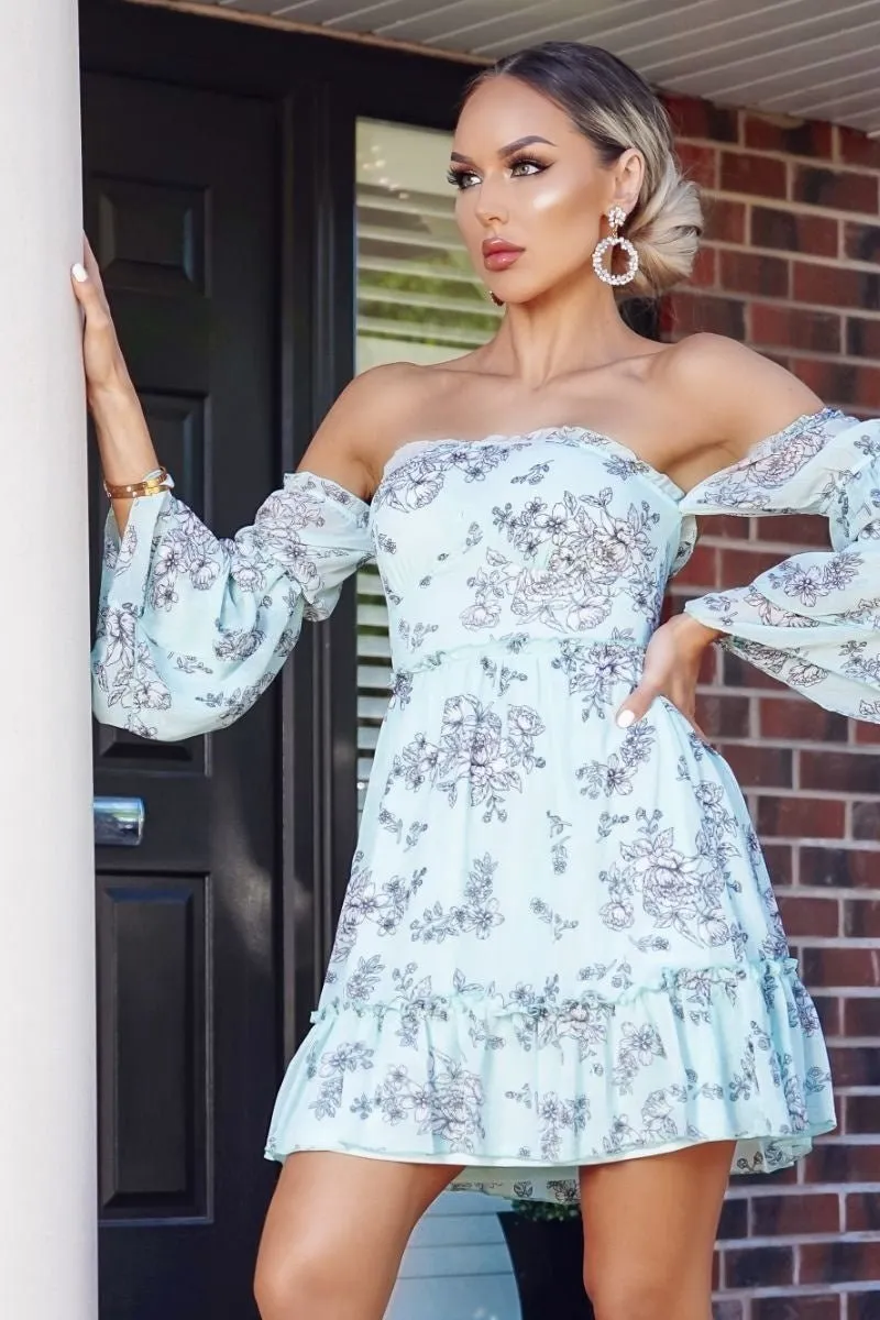 Floral print tiered sleeve dress