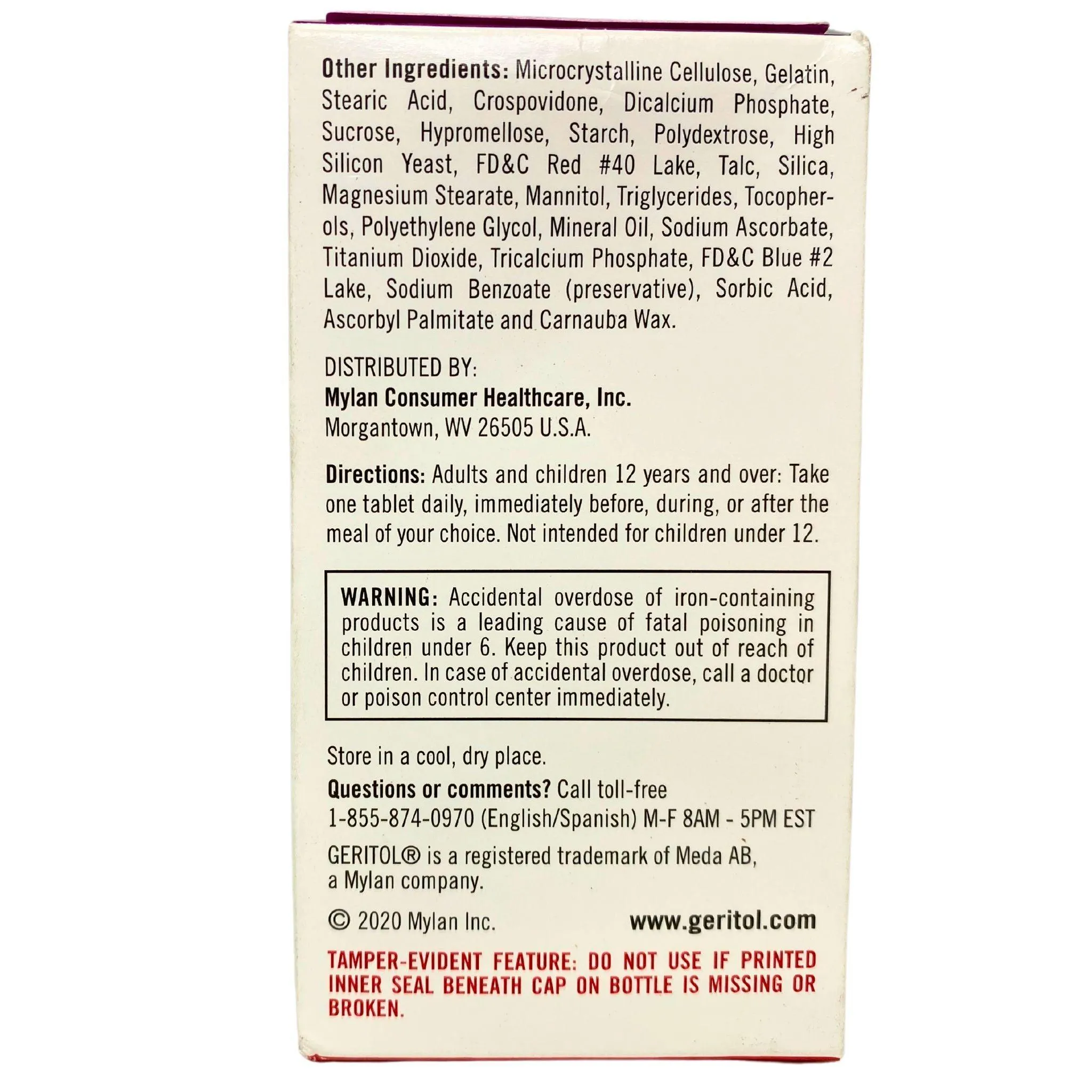 Geritol Multivitamin/Multimineral Supplement Nutrition Support 26 Essential Vitamins & Minerals (20 Pcs Lot)