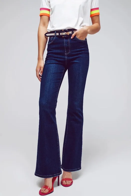 High Waisted Flared Jeans In Dark Wash