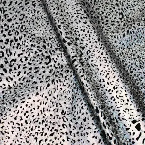 Holographic Silver Cheetah Foil Printed Stretch Knit Fabric