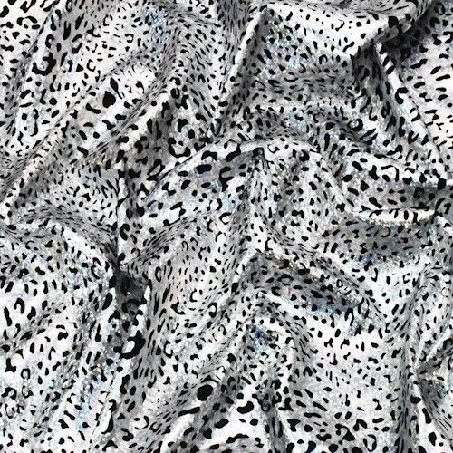 Holographic Silver Cheetah Foil Printed Stretch Knit Fabric