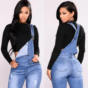 Jeans overall Female Hole Slimming Washed Denim skinny Jeans