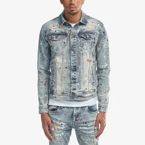 LIGHT TINT BLUE DENIM JACKET W/ SPOT DETAIL
