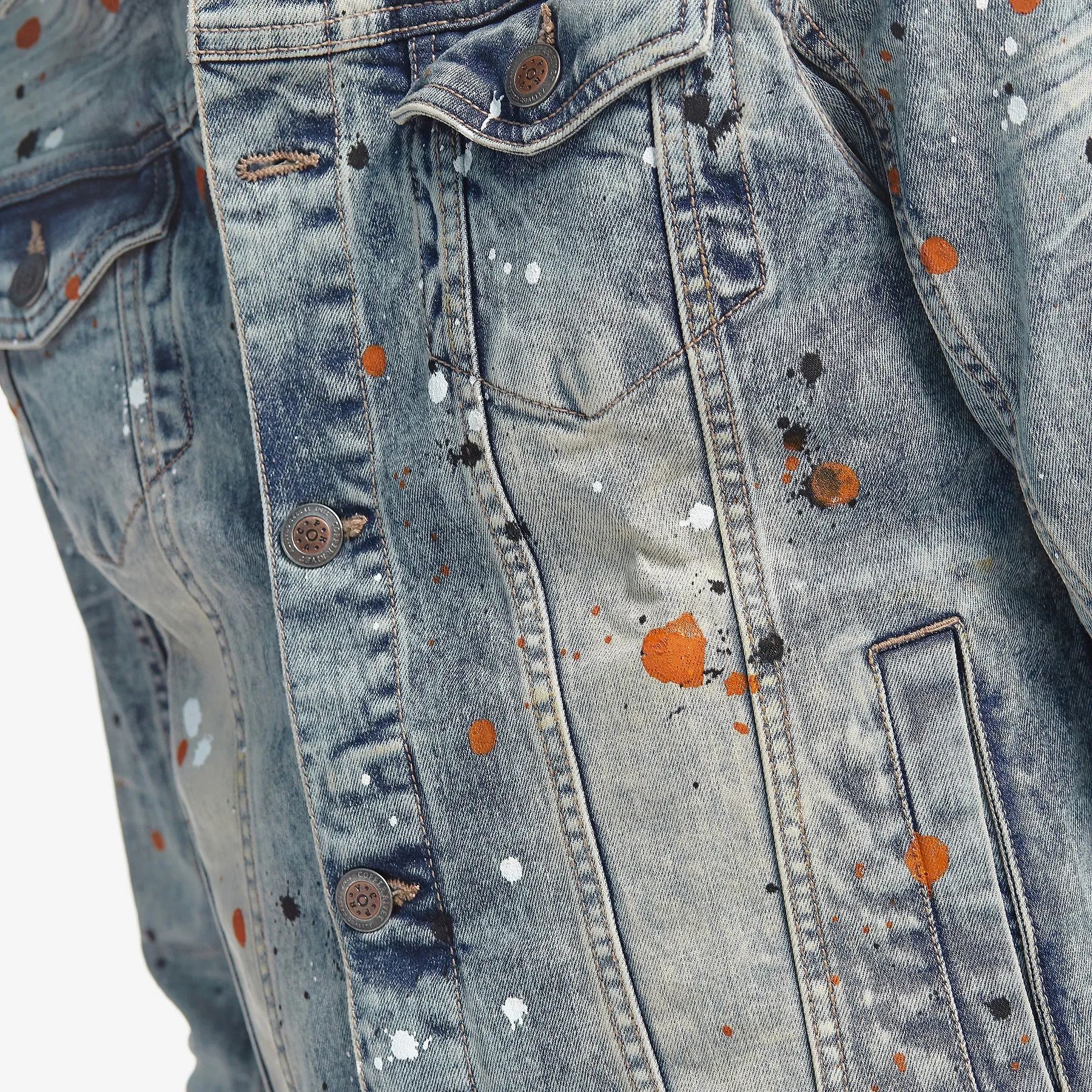 LIGHT TINT BLUE DENIM JACKET W/ SPOT DETAIL