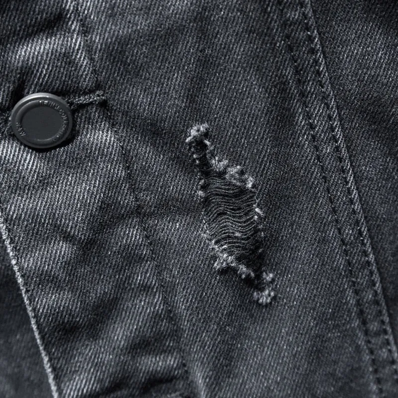 Liner Thicker Black Hooded Denim Jacket