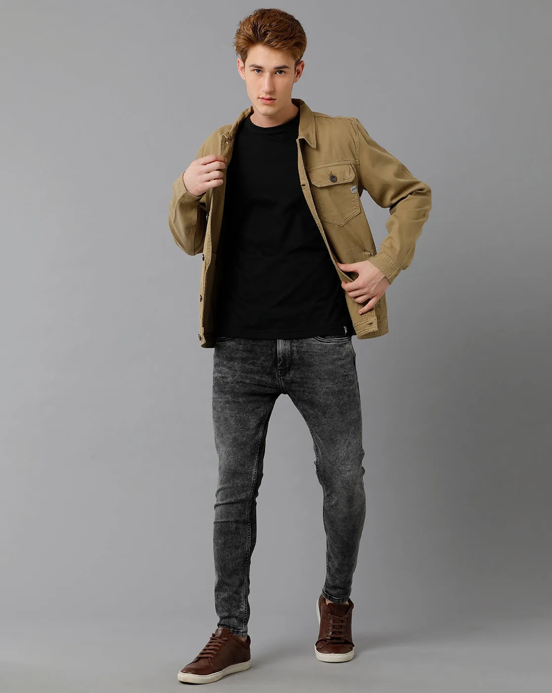 Men Solid Regular Fit Casual Jacket