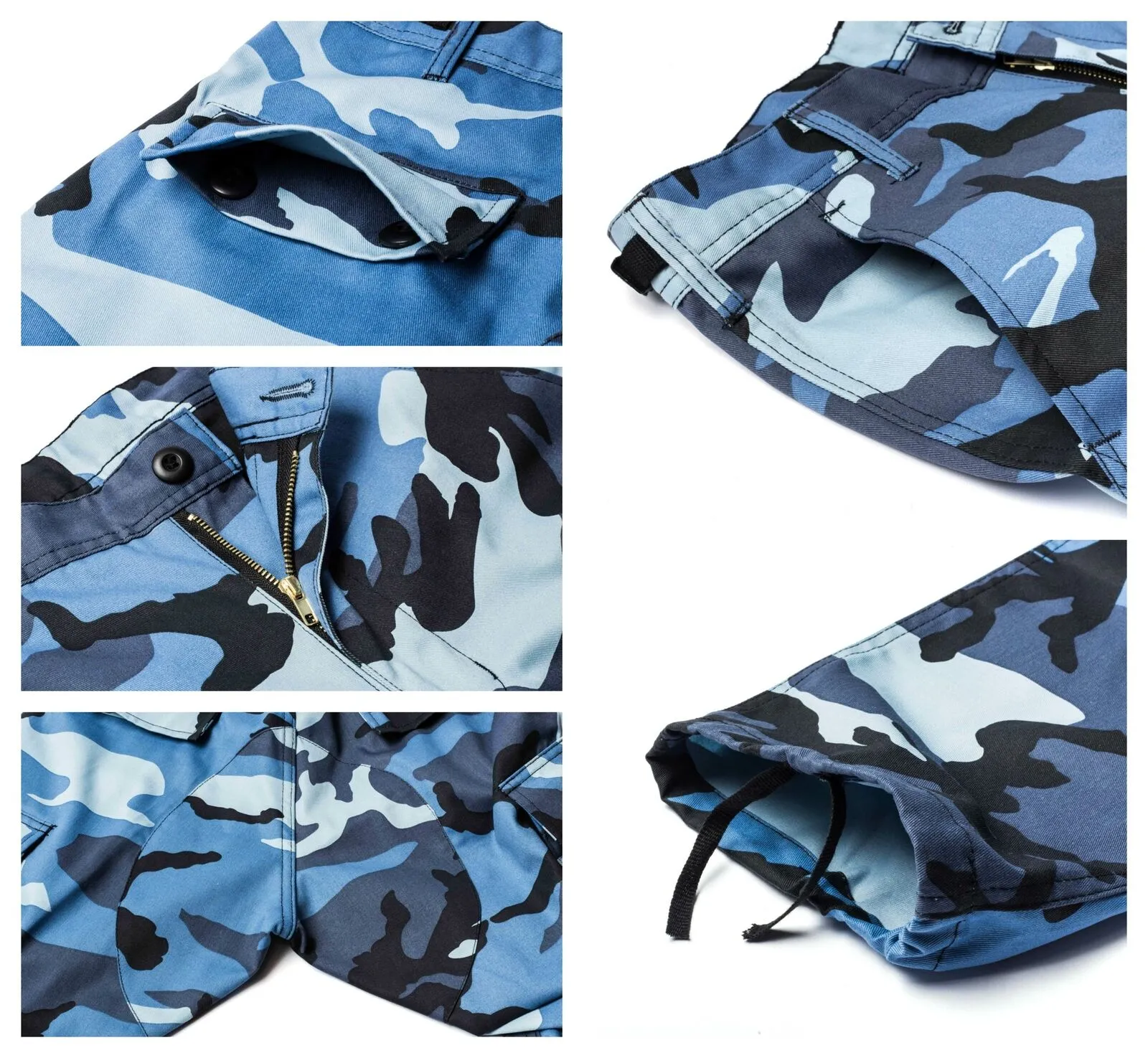 Mens Casual Multi-pocket Camouflage Cargo Pants Military Army Trousers BDU Pants Trousers with Zip Fly