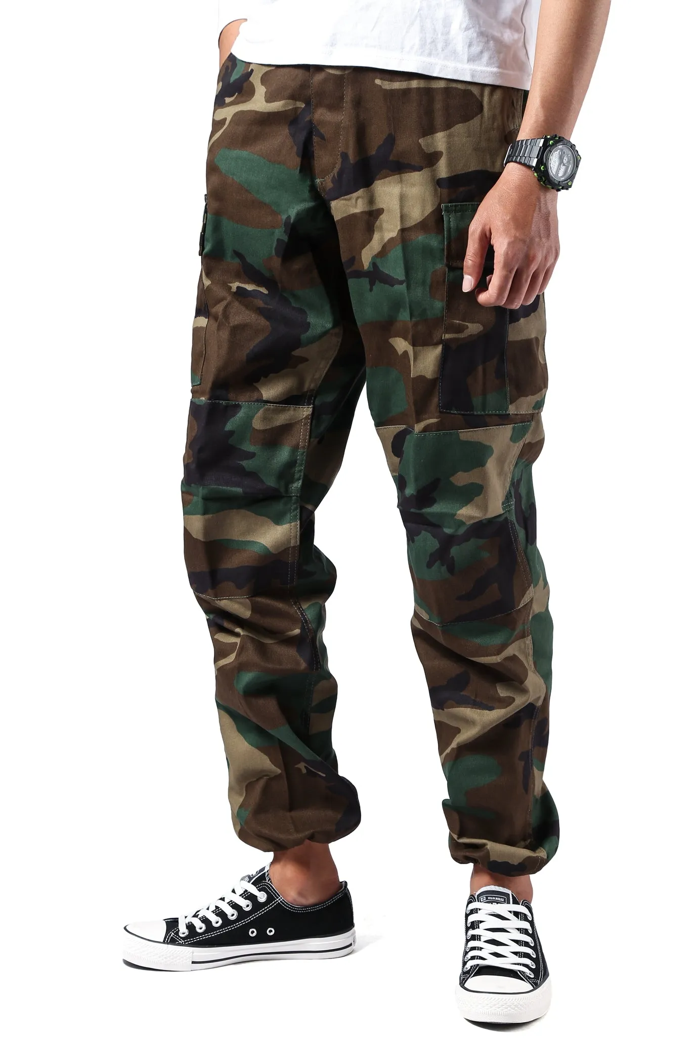 Mens Casual Multi-pocket Camouflage Cargo Pants Military Army Trousers BDU Pants Trousers with Zip Fly