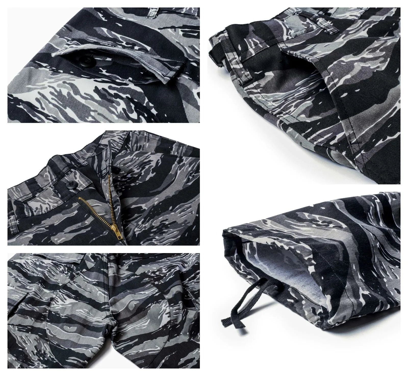 Mens Casual Multi-pocket Camouflage Cargo Pants Military Army Trousers BDU Pants Trousers with Zip Fly