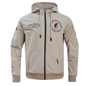 NBA PORTLAND TRAIL BLAZERS HYBRID MEN'S WOVEN FZ PO HOODIE (KHAKI)