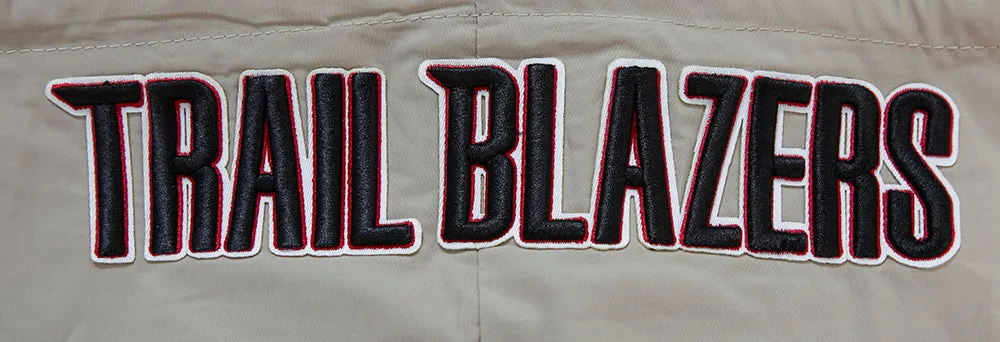 NBA PORTLAND TRAIL BLAZERS HYBRID MEN'S WOVEN FZ PO HOODIE (KHAKI)