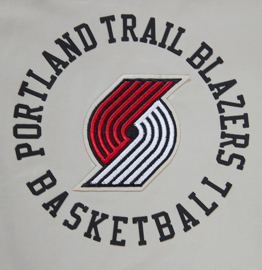 NBA PORTLAND TRAIL BLAZERS HYBRID MEN'S WOVEN FZ PO HOODIE (KHAKI)