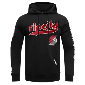 NBA PORTLAND TRAIL BLAZERS MEN'S CHEST PO HOODIE (BLACK)