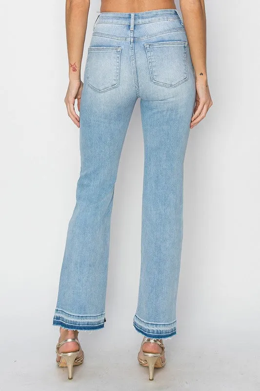 Raw Hem Light Wash Risen Jeans