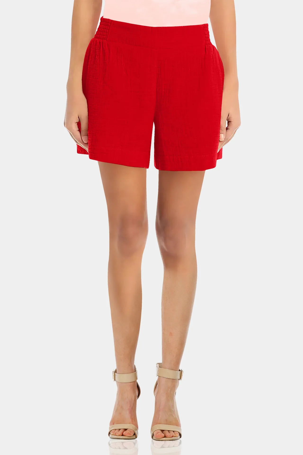 Red Designer Shorts For Ladies