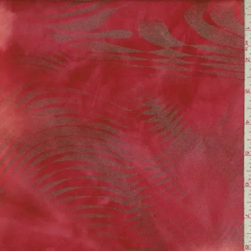 Red/Coral Metallic Wave Activewear Fabric