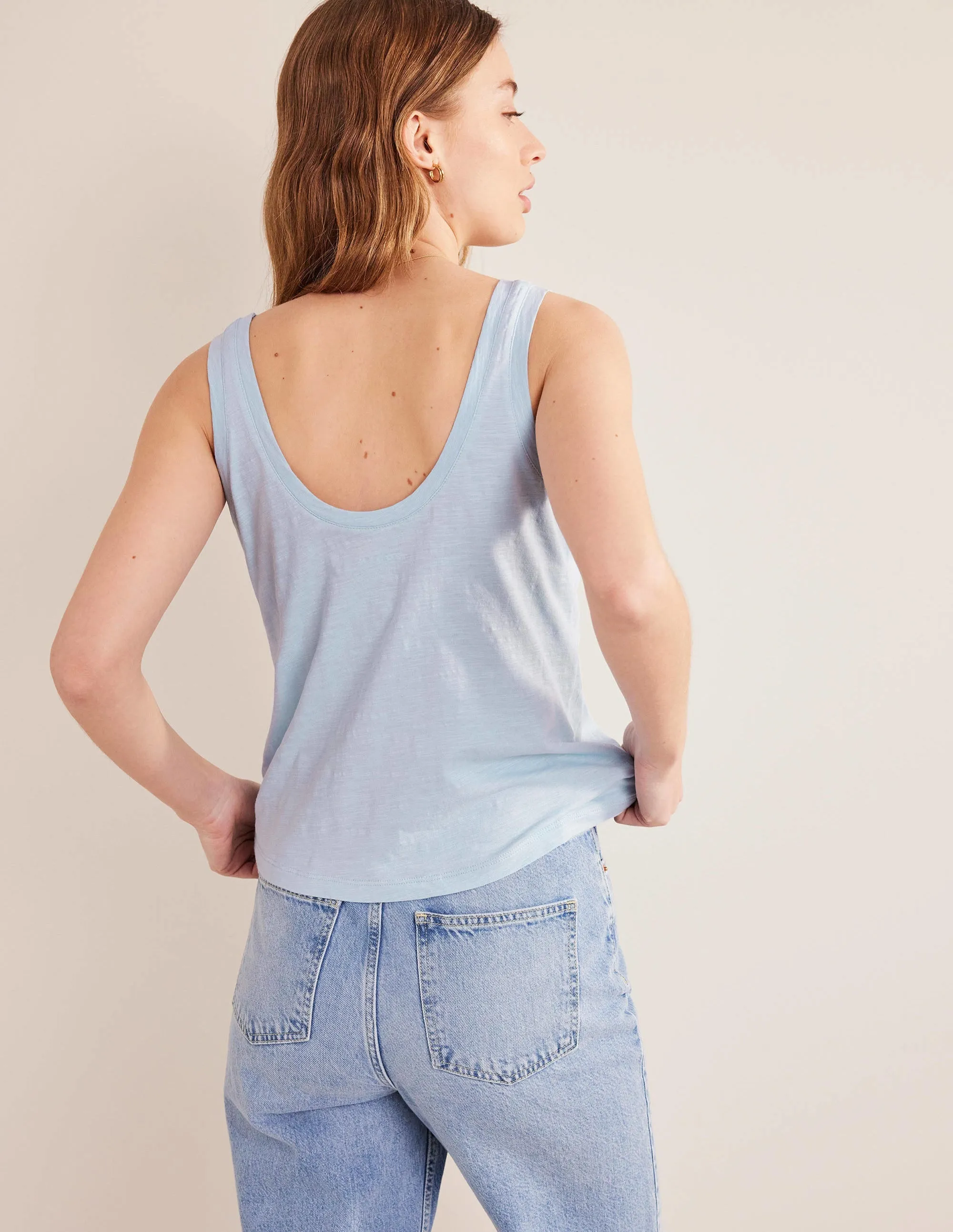 Relaxed Scoop Neck Vest-Chambray Blue