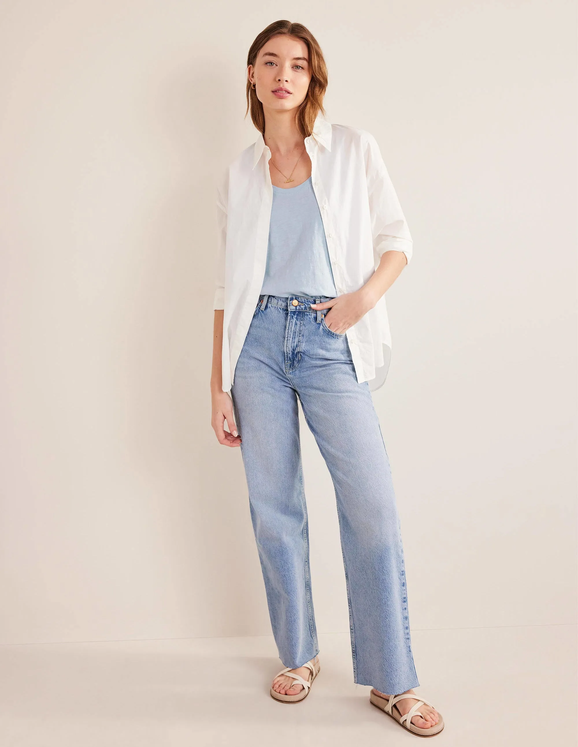 Relaxed Scoop Neck Vest-Chambray Blue