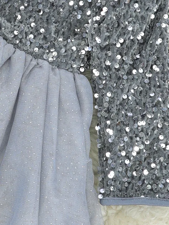 Silver Sparkly Tulle Dress