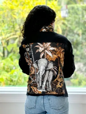 The Black Denim Jacket / Tropical Elephant