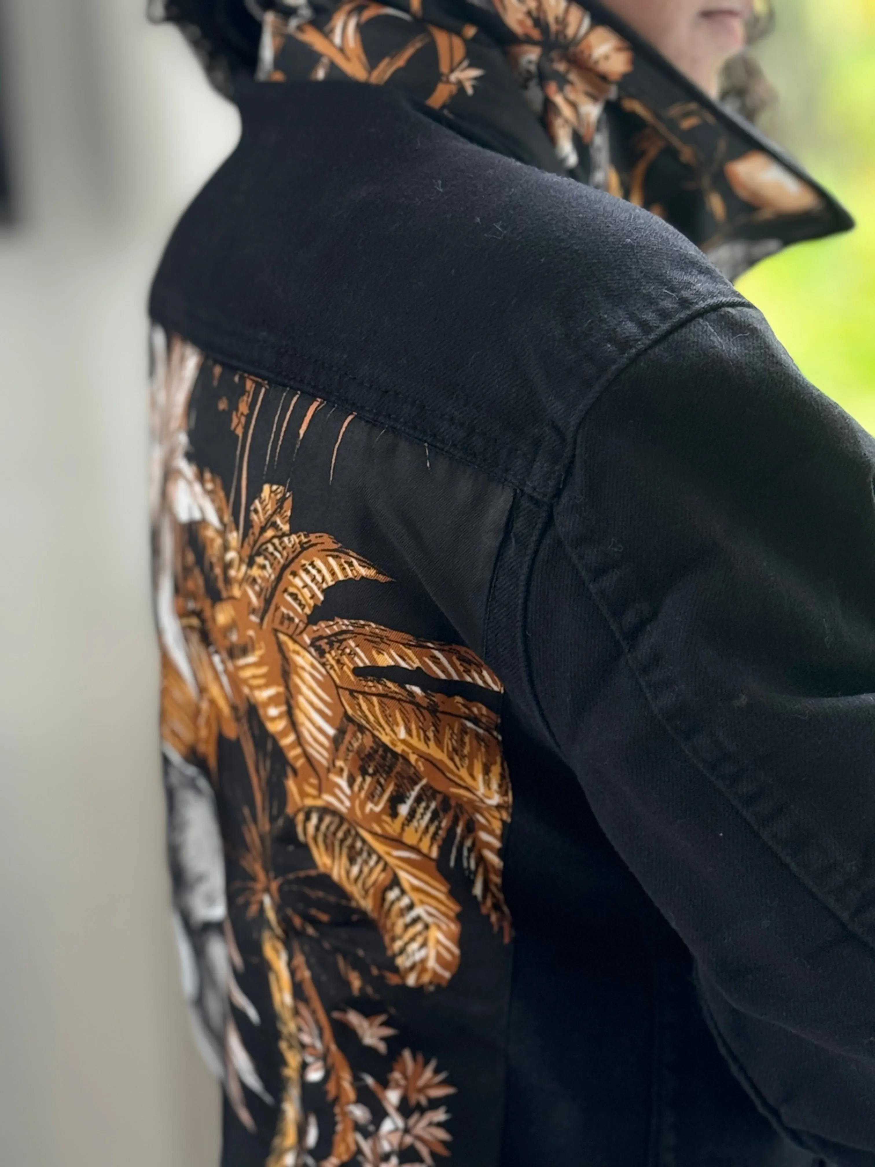 The Black Denim Jacket / Tropical Elephant