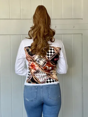 The White Denim Jacket / Designer Horse with Straps