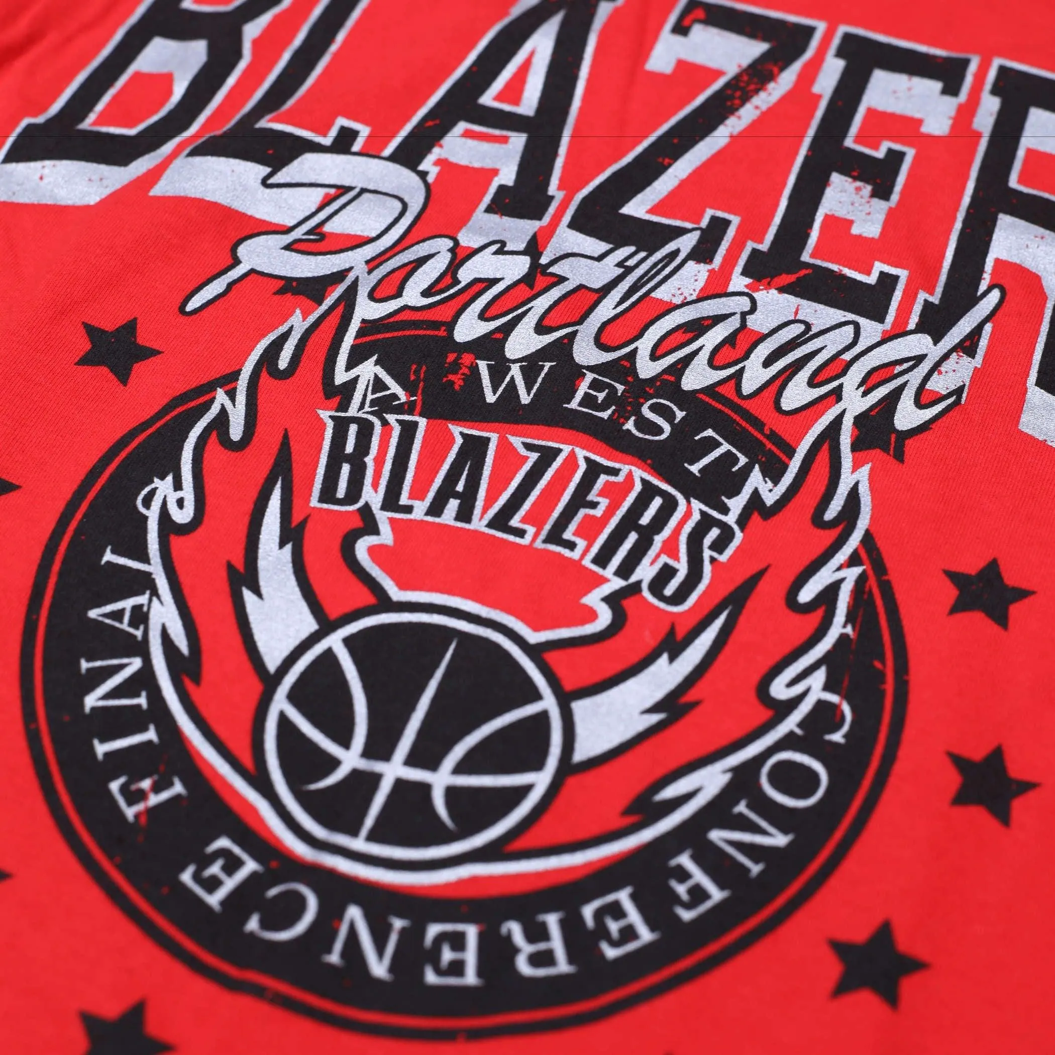 Trail Blazers Mitchell & Ness Women's Red Oversized Long Sleeved Tee