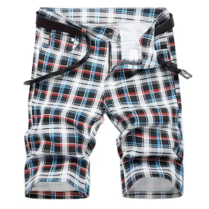 West Louis™ Tartan Stretch Plaid Digital Print Shorts