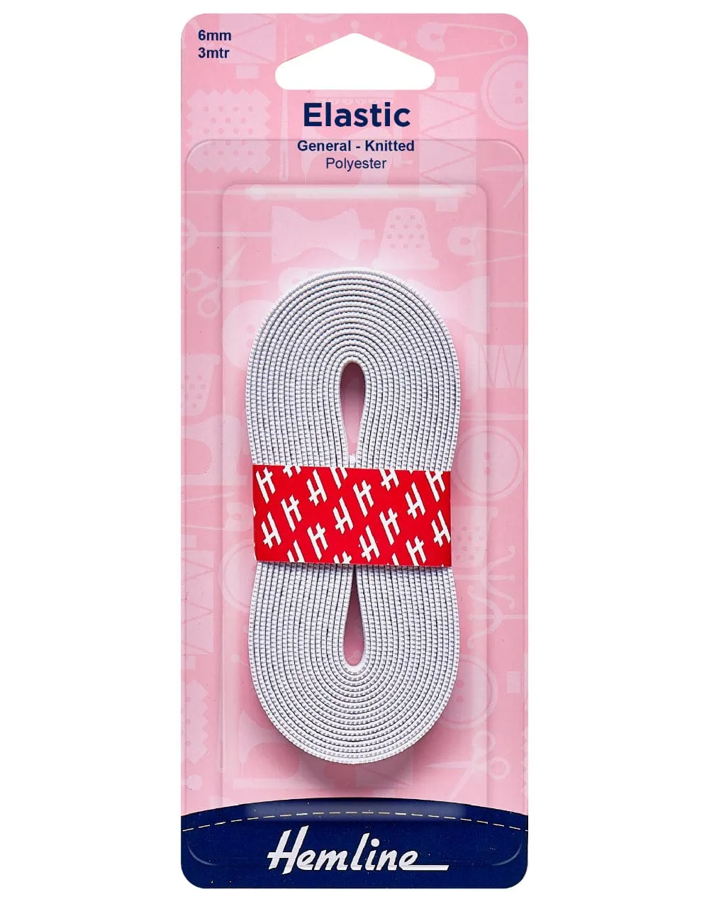 White Knitted Elastic, 6mm x 3m