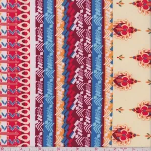 White/Buff Wallpaper Stripe Activewear/Swimwear Fabric