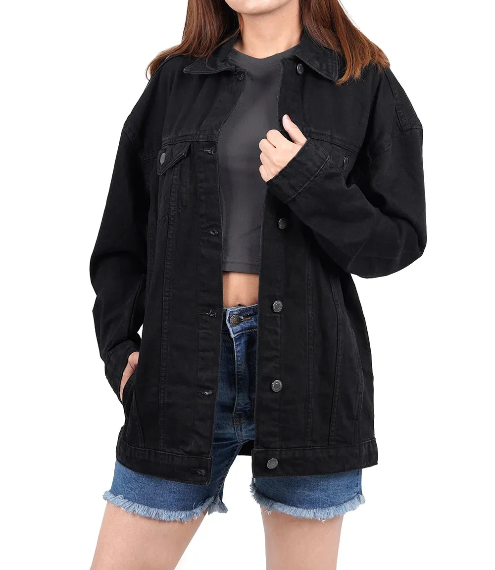 Women's Black Oversized Denim Jacket