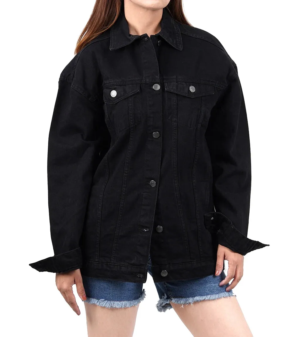 Women's Black Oversized Denim Jacket