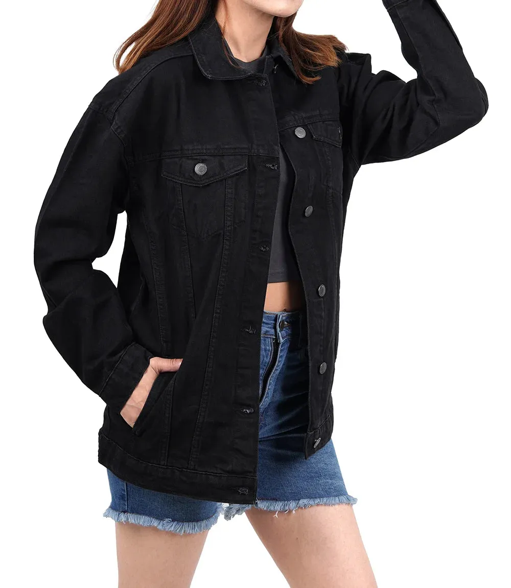 Women's Black Oversized Denim Jacket