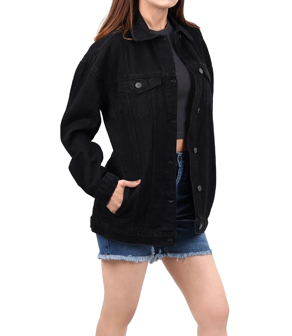 Women's Black Oversized Denim Jacket