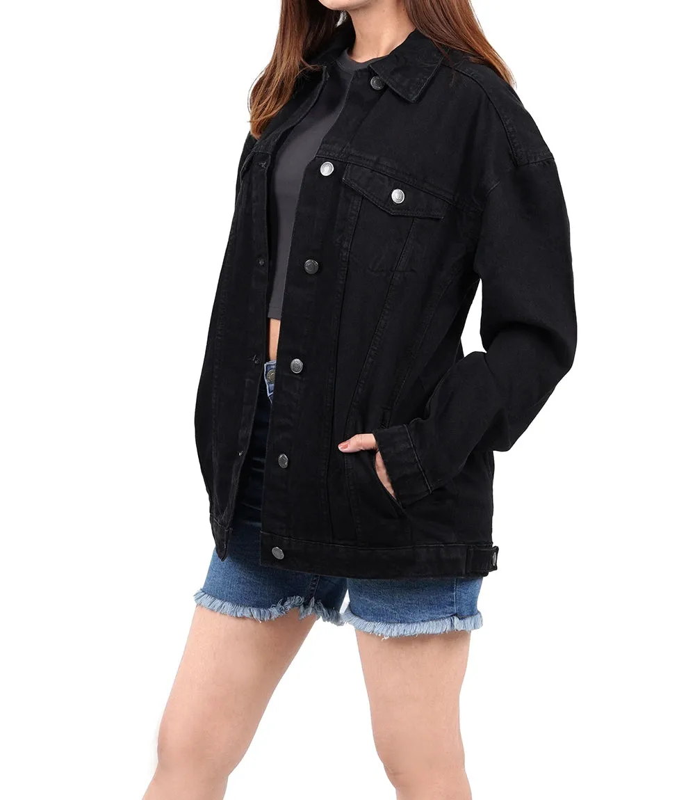 Women's Black Oversized Denim Jacket