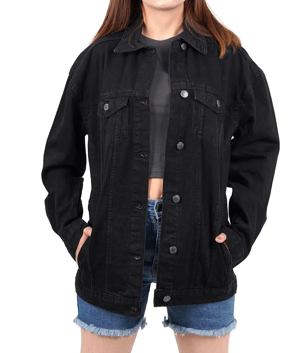 Women's Black Oversized Denim Jacket